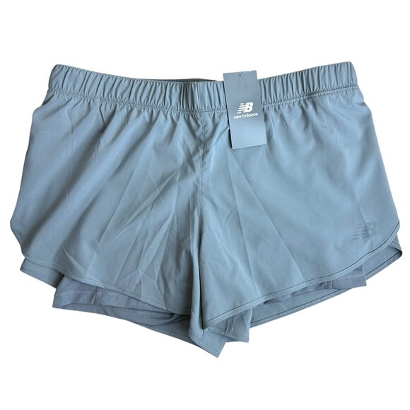 NEW BALANCE Women's 2-in1 Sport Shorts Training Running Under Short Size L Gray - Picture 1 of 6